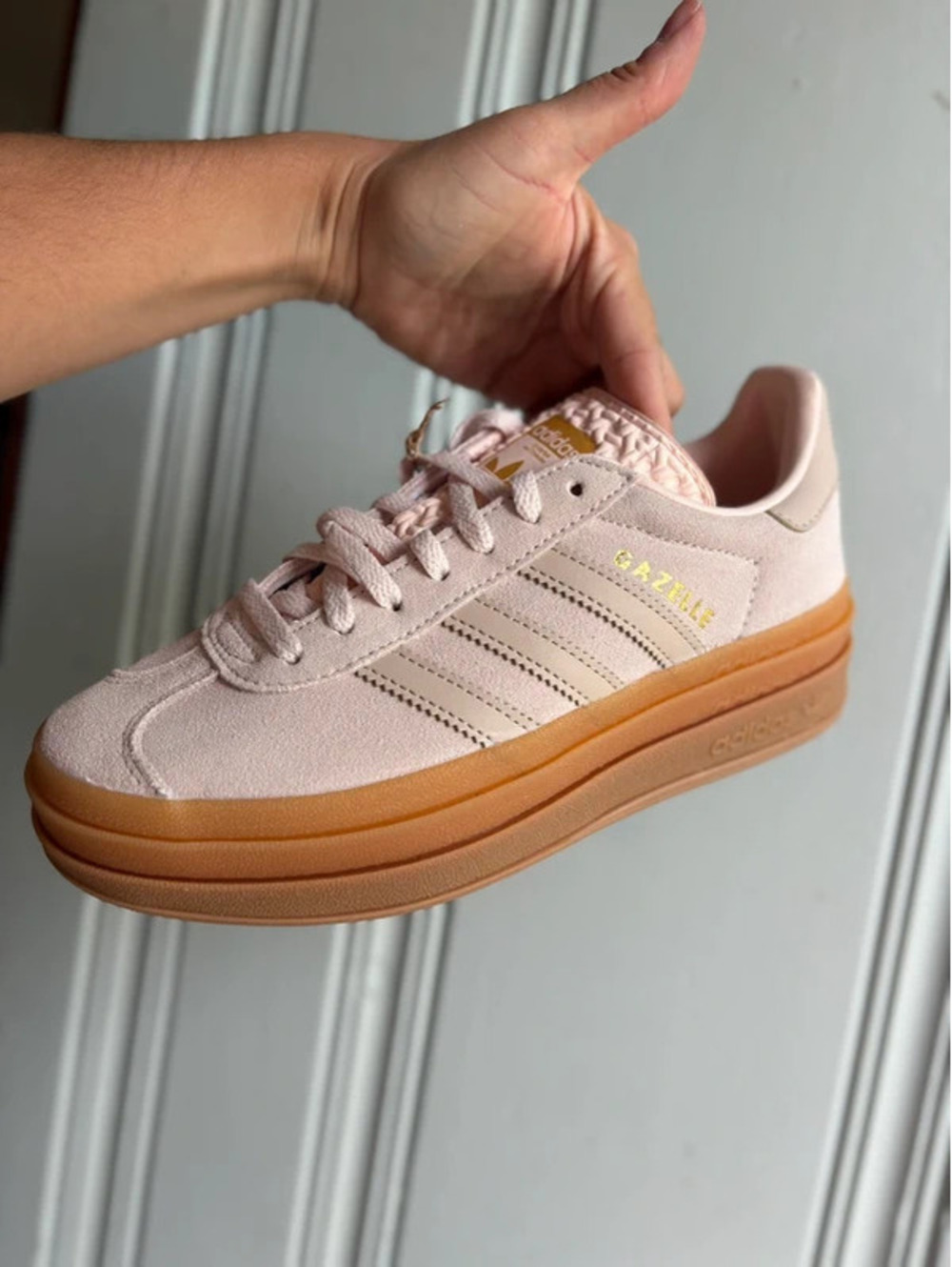 Kids size 4 Pale Pink Platform Gum Bottom Adidas Gazelle Bold